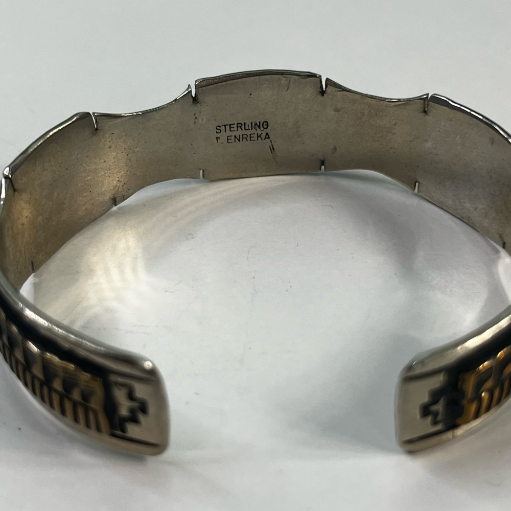 Vintage Sterling Silver Storyteller Style Bracelet‎ With Brass Overlay - Picture 5 of 7